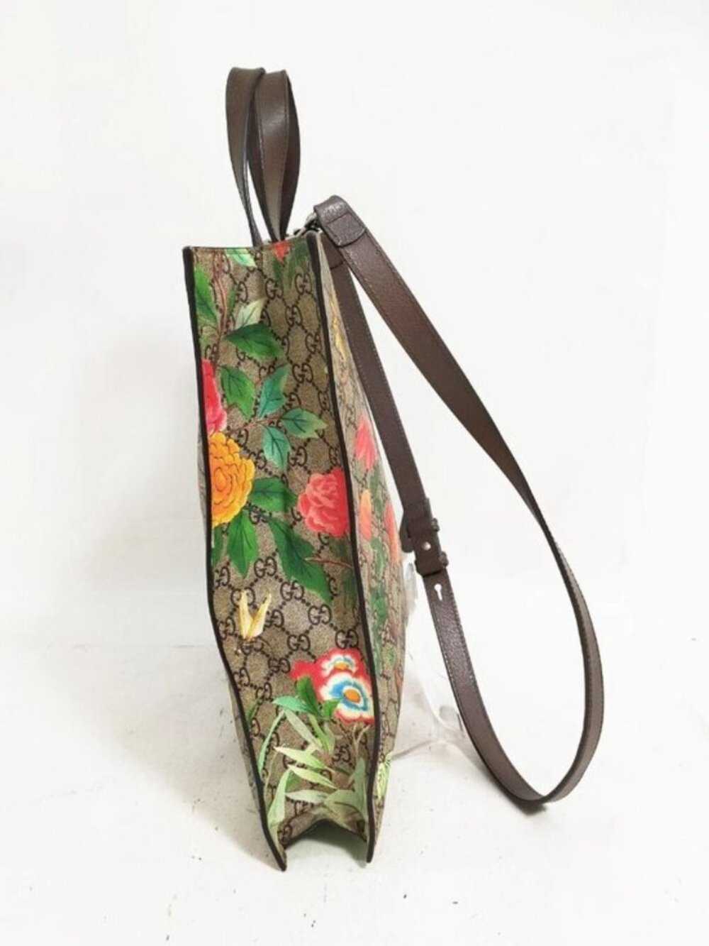 Authentic Gucci Tian GG Supreme Floral Bird Tote Shoulder Bag - Picture 5 of 16